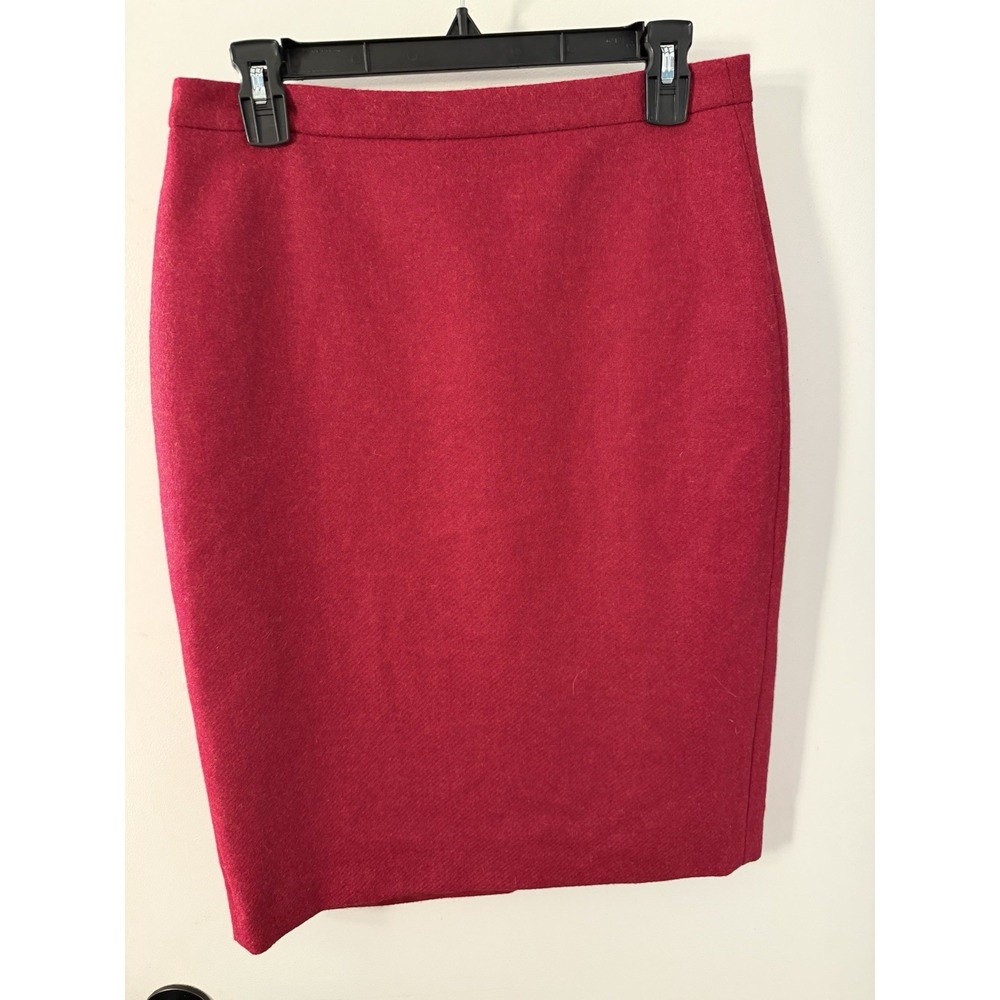 Pure Collection Moon British Wool Pencil Skirt Rich Berry Red US 6 NWT